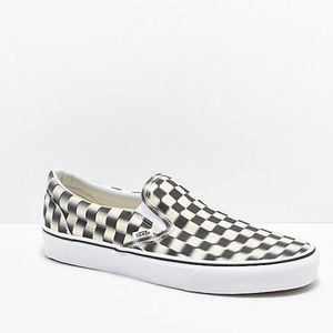 vans checkerboard blur slip-ons